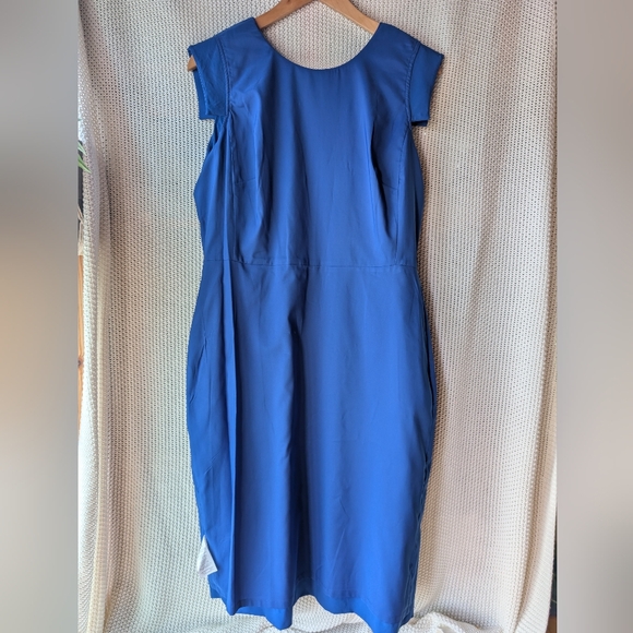 J Crew Resume Dress Wool Blend Sheath Cap Sleeves Pockets Size 8 Royal Blue - Picture 5 of 7